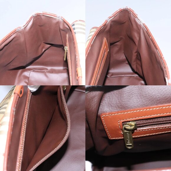 Burberrys Nova Check Boston Bag PVC 2way Beige Auth MX139 - Picture 14 of 15